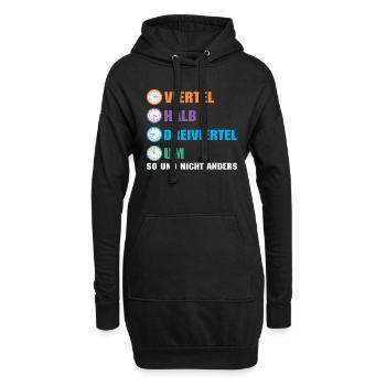 Uhrzeiten in Ostdeutschland Ossi Uhr Viertel Halb - Hoodie-Kleid - Schwarz - Vorne