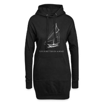 Leben Besser Segelboot - Segeln Ozean Geschenk - Hoodie-Kleid - Schwarz - Vorne