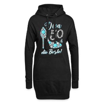 Diva die Beste Diamanten 50. Geburtstag Geschenk - Hoodie-Kleid - Schwarz - Vorne