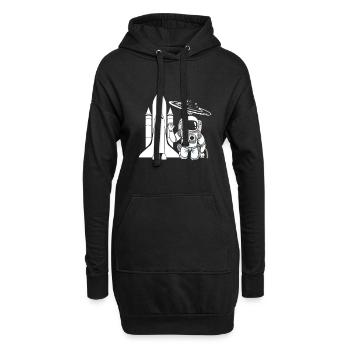 Astronaut Rakete Weltall Galaxie Geschenk - Hoodie-Kleid - Schwarz - Vorne