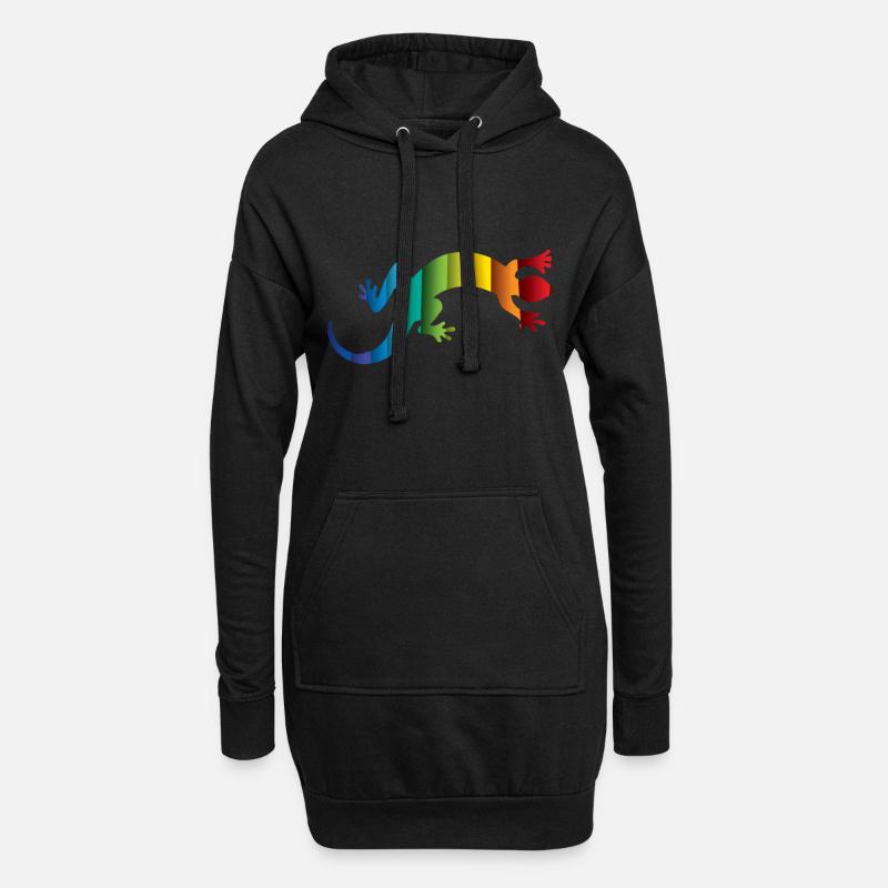 Gecko Echse Reptil Silhouette - Hoodie-Kleid - Schwarz