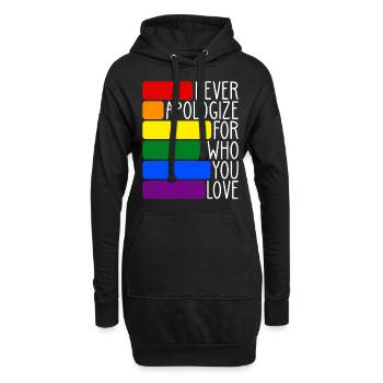 LGBT mariage gay drapeau arc-en-ciel cadeau CSD - Sweat-shirt à capuche long Femme - noir - Devant