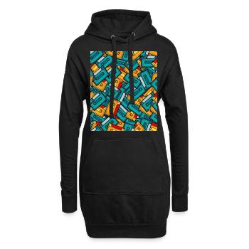 80er Jahre Retro Kassette Outfit Kostüm Vintage - Hoodie-Kleid - Schwarz - Vorne