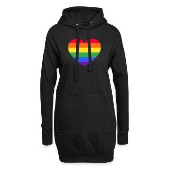 Regenbogen, LGBT, Rainbow, Gay Pride, Love, Herz - Hoodie-Kleid - Schwarz - Vorne