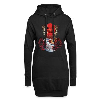 Masque Oni rouge japonais ogre troll vague - Sweat-shirt à capuche long Femme - noir - Devant
