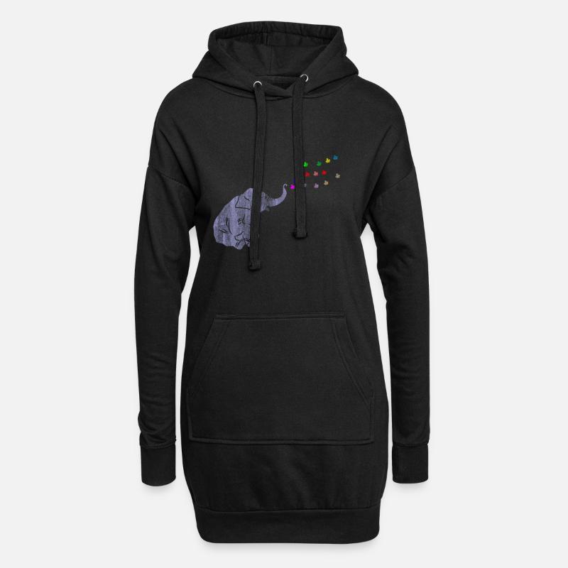 Elefant - Hoodie-Kleid - Schwarz