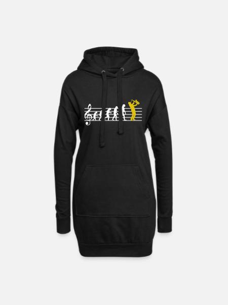 Saxophone Jazz Evolution Saxophone Classique Musicien - Sweat-shirt à capuche long Femme - noir