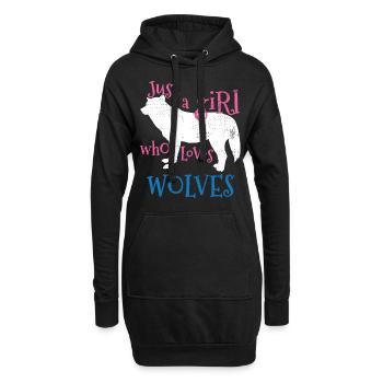 loups - Sweat-shirt à capuche long Femme - noir - Devant