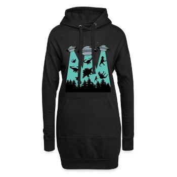 Alien Funny Dinosaure Enlèvement d'Alien - Sweat-shirt à capuche long Femme - noir - Devant