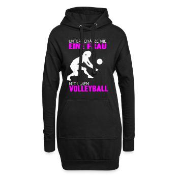 Unterschätze nie eine Frau Volleyball Sport Frauen - Hoodie-Kleid - Schwarz - Vorne