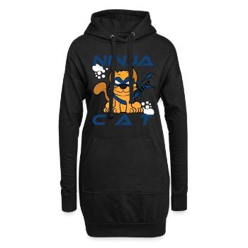 "Ninja Cat Warrior" Ninjainspiriertes T-Shirt für - Hoodie-Kleid - Schwarz - Vorne