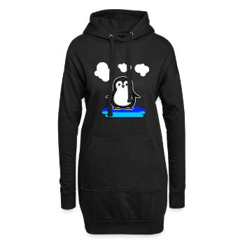 Pinguin Niedliches Tier - Hoodie-Kleid - Schwarz - Vorne