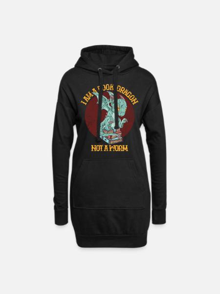 Lesen Drache Bücher Lernen Geschichte Geschenk - Hoodie-Kleid - Schwarz