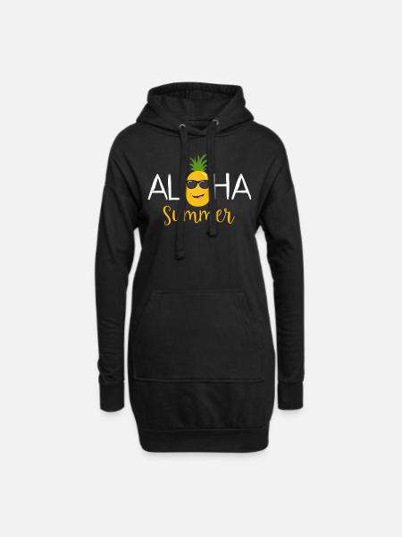 Aloha Summer, Hawaii, Ananas, Ananas - Sweat-shirt à capuche long Femme - noir