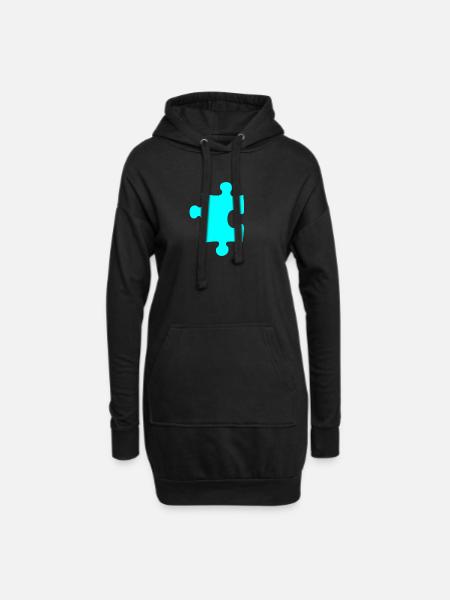 Puzzle - Hoodie-Kleid - Schwarz
