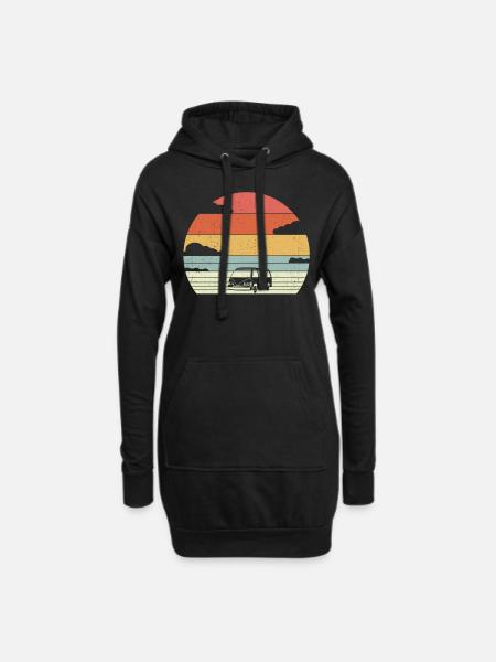 Retro Campervan Vintage Caravan Camping Van - Hoodie-Kleid - Schwarz