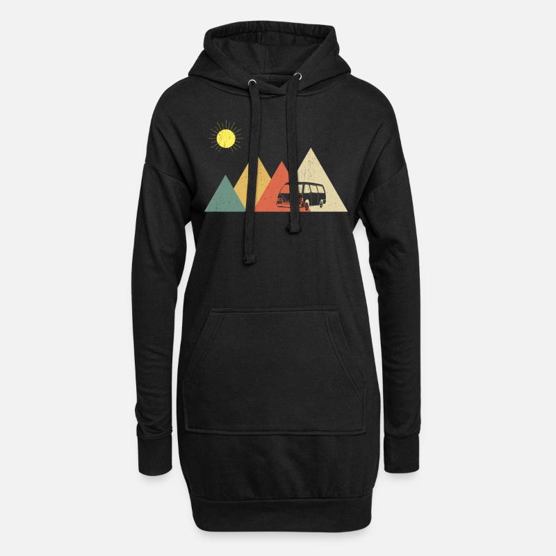 Retro Campervan Vintage Caravan Camping Van - Hoodie-Kleid - Schwarz