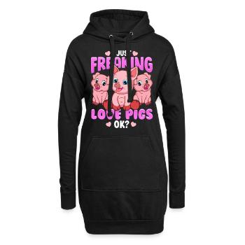 J'adore les cochons cadeau de cochon doux - Sweat-shirt à capuche long Femme - noir - Devant