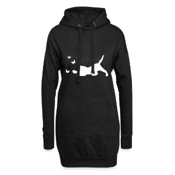 Papillon chat - Sweat-shirt à capuche long Femme - noir - Devant