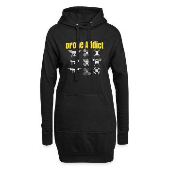 Drohne - Hoodie-Kleid - Schwarz - Vorne