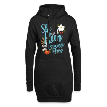 Verset de la Bible chrétienne, elle courra et grandira - Sweat-shirt à capuche long Femme - noir - Devant