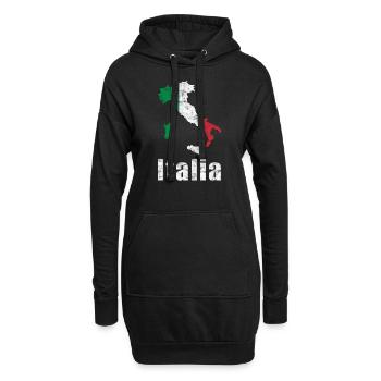 Italien Karte Flagge Italia Vintage - Hoodie-Kleid - Schwarz - Vorne