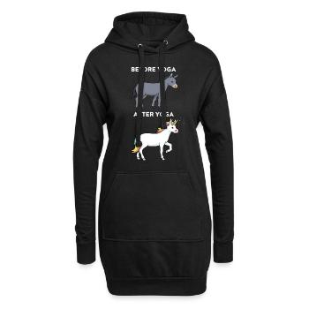 Yoga Lustiges Bevor Yoga Nach Yoga Esel Einhorn - Hoodie-Kleid - Schwarz - Vorne