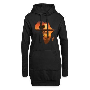 Löwe Safari - Hoodie-Kleid - Schwarz - Vorne