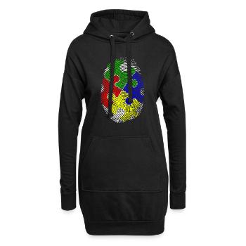 Autist Autisten Autismus Asperger Fingerabdruck - Hoodie-Kleid - Schwarz - Vorne