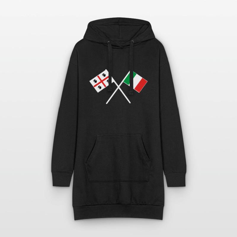 Drapeau Sardaigne et Italie Sweat-shirt à capuche long Femme