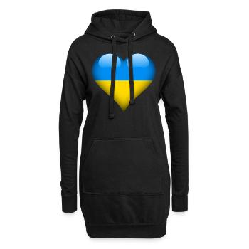 Herz Ukraine Flagge - Hoodie-Kleid - Schwarz - Vorne