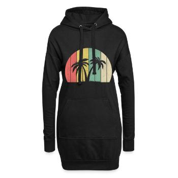 Palmen - Hoodie-Kleid - Schwarz - Vorne