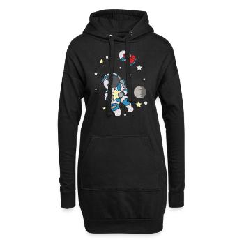 L’astronaute vole en apesanteur en combinaison spatiale - Sweat-shirt à capuche long Femme - noir - Devant