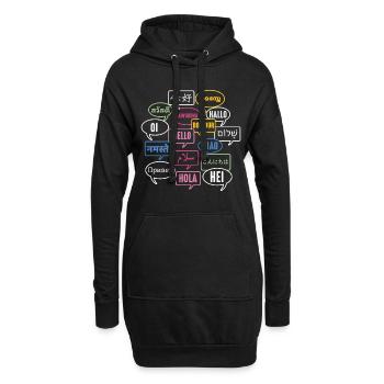 Multilingual Polyglot Globetrotter Language - Hoodie-Kleid - Schwarz - Vorne