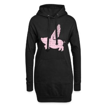 Cochon volant cochon chanceux ailes - Sweat-shirt à capuche long Femme - noir - Devant