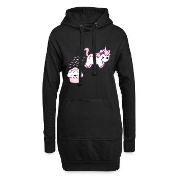 einhorn unicorn muffin love manger - Sweat-shirt à capuche long Femme - noir - Devant