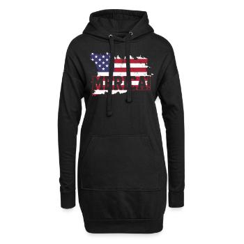 Amérique USA - Sweat-shirt à capuche long Femme - noir - Devant