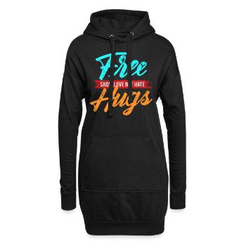 Umarmung Liebe - Hoodie-Kleid - Schwarz - Vorne