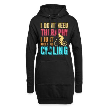 J'ai juste besoin d'une thérapie, j'ai juste besoin de faire du vélo - Sweat-shirt à capuche long Femme - noir - Devant