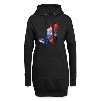 Katze Katzen Universum Sterne Galaxie - Hoodie-Kleid - Schwarz - Vorne
