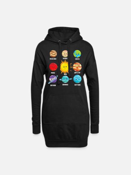 Planeten in ons zonnestelsel Aarde Jupiter, Neptunus - Hoodie-kjole - sort