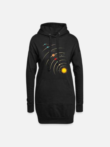Planeten in ons zonnestelsel. Aarde, zon, Mars - Hoodie-kjole - sort