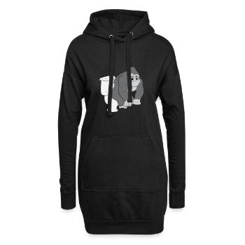 Gorilla auf Toilette - Hoodie-Kleid - Schwarz - Vorne