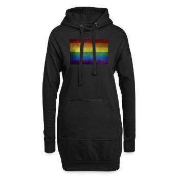 LGBT Vintage Regenbogenfahne Flagge Gay Pride CSD - Hoodie-Kleid - Schwarz - Vorne