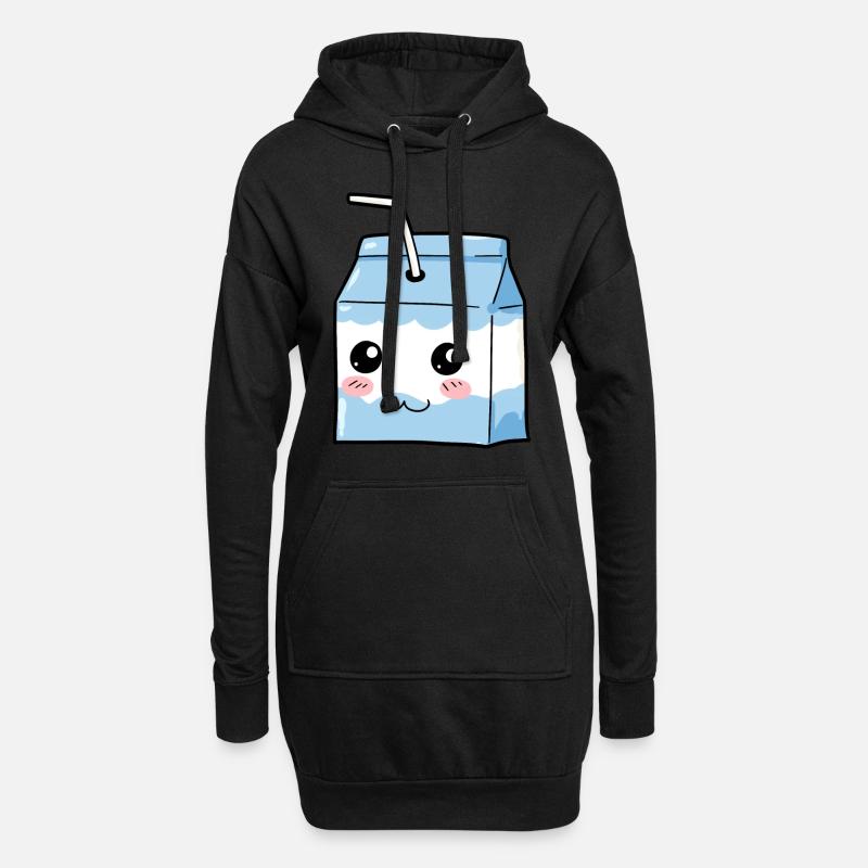 Milch Erfrischung Getränk Trinken Geschenk - Hoodie-Kleid - Schwarz