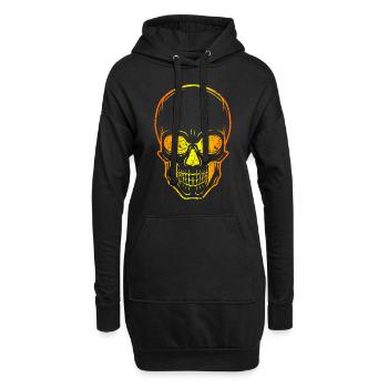 Totenkopf - Hoodie-Kleid - Schwarz - Vorne