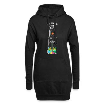 Ufo Raumschiff Flasche Alien - Inspiration Planten - Hoodie-Kleid - Schwarz - Vorne