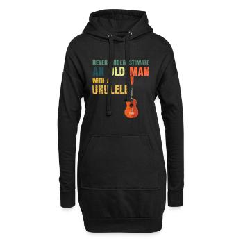 Ukulele vieux papa papa cadeau - Sweat-shirt à capuche long Femme - noir - Devant