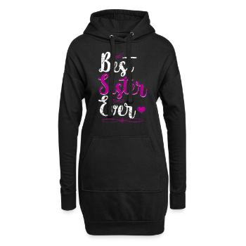 Beste Schwester - Hoodie-Kleid - Schwarz - Vorne