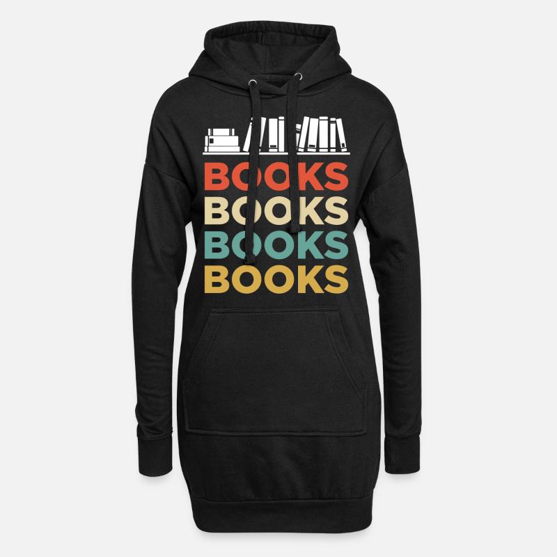 Bücher Buch Books Buchwurm - Hoodie-Kleid - Schwarz